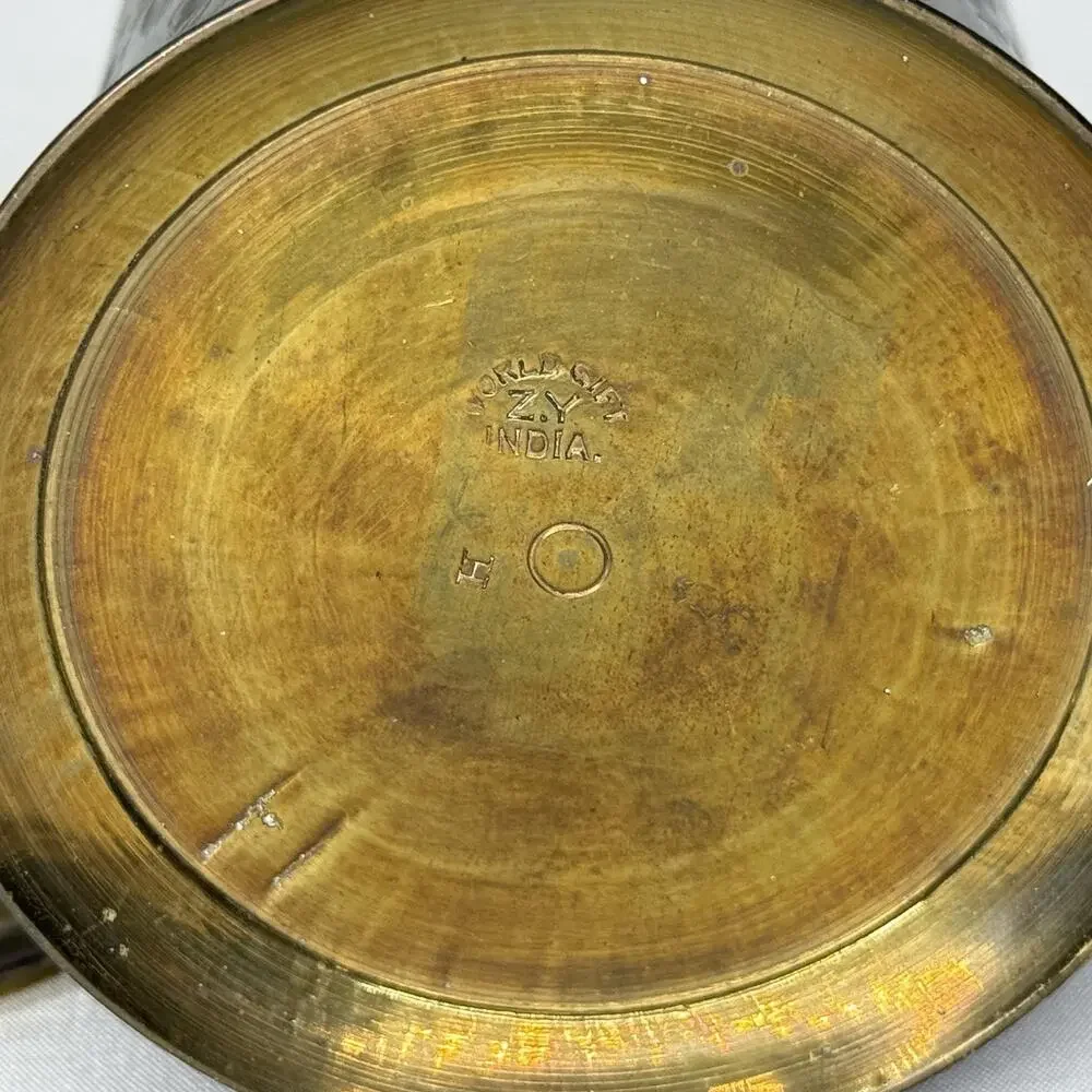 Vintage World Gift Brass Lidded Decorative Tin Canister Etched Floral India